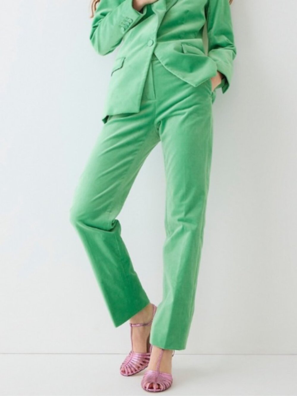 J.‎ Crew Full-length Kate straight-leg pant in stretch velvet green 00